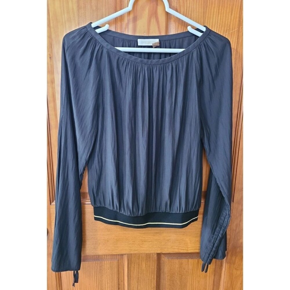 Ramy Brook Women's Size XS Black Kayla Ruched Cinched Sleeve Blouse